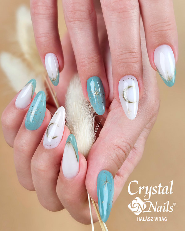  Dark green long almond fall nails 